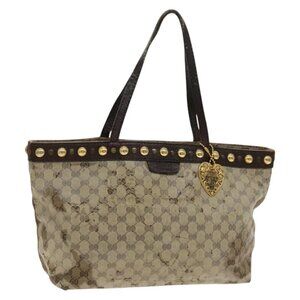 GUCCI GG Crystal Tote Bag Coated Canvas Beige Gold